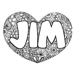 Dibujo para colorear JIM - decorado mandala de coraz&oacute;n