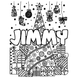 Coloración del nombre JIMMY - decorado árbol de Navidad y regalos