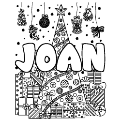 Coloración del nombre JOAN - decorado árbol de Navidad y regalos