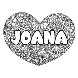 Coloración del nombre JOANA - decorado mandala de corazón