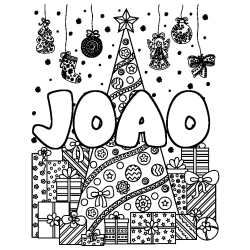 Dibujo para colorear JOAO - decorado &aacute;rbol de Navidad y regalos