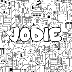 Coloración del nombre JODIE - decorado ciudad