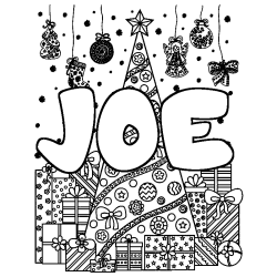 Coloración del nombre JOE - decorado árbol de Navidad y regalos