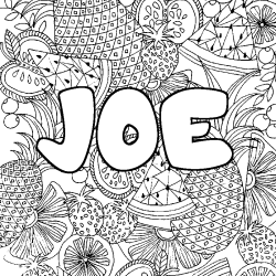 Coloración del nombre JOE - decorado mandala de frutas