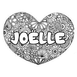 Coloración del nombre JOËLLE - decorado mandala de corazón