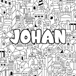 Coloración del nombre JOHAN - decorado ciudad