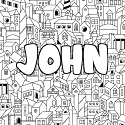 Dibujo para colorear JOHN - decorado ciudad