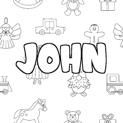 Dibujo para colorear JOHN - decorado juguetes