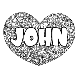 Dibujo para colorear JOHN - decorado mandala de coraz&oacute;n