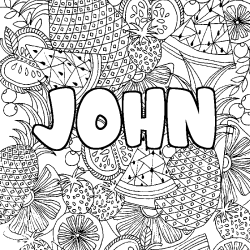 Dibujo para colorear JOHN - decorado mandala de frutas