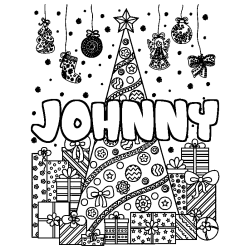 Coloración del nombre JOHNNY - decorado árbol de Navidad y regalos