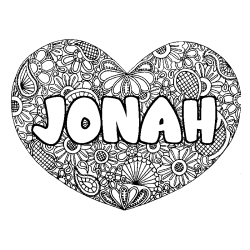 Dibujo para colorear JONAH - decorado mandala de coraz&oacute;n