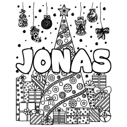 Coloración del nombre JONAS - decorado árbol de Navidad y regalos