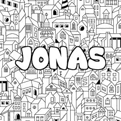 Coloración del nombre JONAS - decorado ciudad