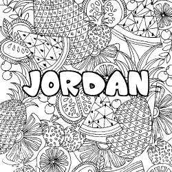 Coloración del nombre JORDAN - decorado mandala de frutas