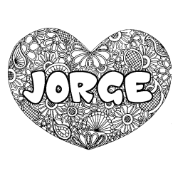 Dibujo para colorear JORGE - decorado mandala de coraz&oacute;n