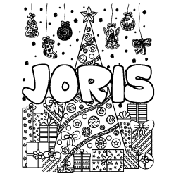 Coloración del nombre JORIS - decorado árbol de Navidad y regalos