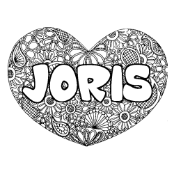 Coloración del nombre JORIS - decorado mandala de corazón