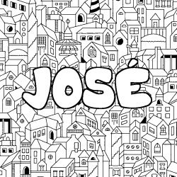 Coloración del nombre JOSÉ - decorado ciudad