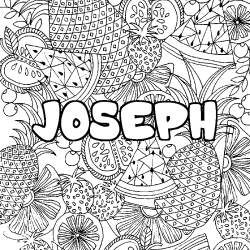 Coloración del nombre JOSEPH - decorado mandala de frutas