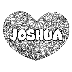 Coloración del nombre JOSHUA - decorado mandala de corazón