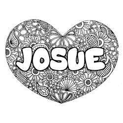 Dibujo para colorear JOSUE - decorado mandala de coraz&oacute;n