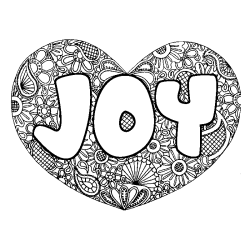 Coloración del nombre JOY - decorado mandala de corazón