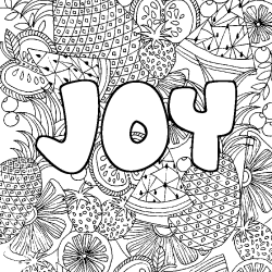 Coloración del nombre JOY - decorado mandala de frutas