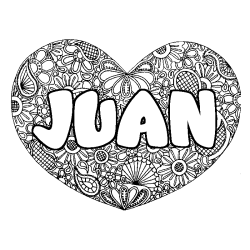 Dibujo para colorear JUAN - decorado mandala de coraz&oacute;n