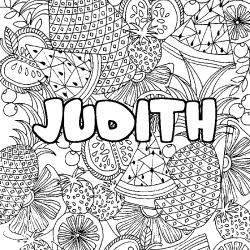 Coloración del nombre JUDITH - decorado mandala de frutas