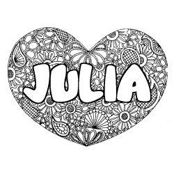 Coloración del nombre JULIA - decorado mandala de corazón