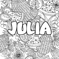 Coloración del nombre JULIA - decorado mandala de frutas