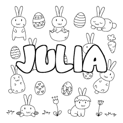 Coloración del nombre JULIA - decorado Pascua