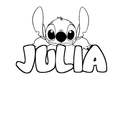 Coloración del nombre JULIA - decorado Stitch