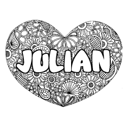 Coloración del nombre JULIAN - decorado mandala de corazón