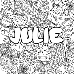 Coloración del nombre JULIE - decorado mandala de frutas