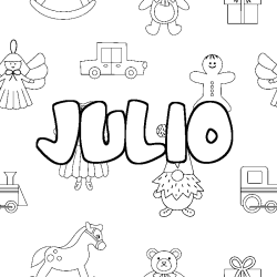 Dibujo para colorear JULIO - decorado juguetes