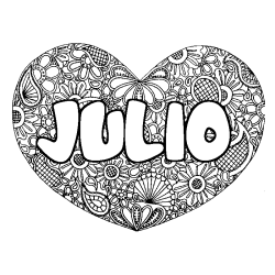 Dibujo para colorear JULIO - decorado mandala de coraz&oacute;n