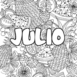 Coloración del nombre JULIO - decorado mandala de frutas