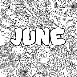 Coloración del nombre JUNE - decorado mandala de frutas