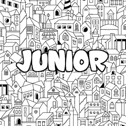 Coloración del nombre JUNIOR - decorado ciudad