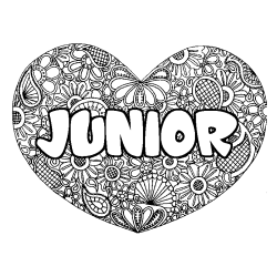 Dibujo para colorear JUNIOR - decorado mandala de coraz&oacute;n