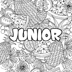 Coloración del nombre JUNIOR - decorado mandala de frutas