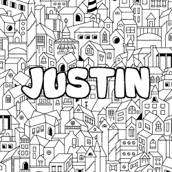 Dibujo para colorear JUSTIN - decorado ciudad