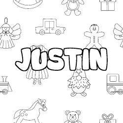 Dibujo para colorear JUSTIN - decorado juguetes