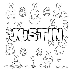 Coloración del nombre JUSTIN - decorado Pascua