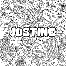 Coloración del nombre JUSTINE - decorado mandala de frutas