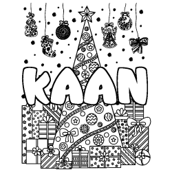 Coloración del nombre KAAN - decorado árbol de Navidad y regalos