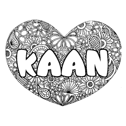 Coloración del nombre KAAN - decorado mandala de corazón