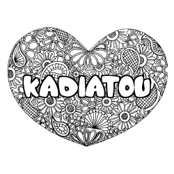 Coloración del nombre KADIATOU - decorado mandala de corazón